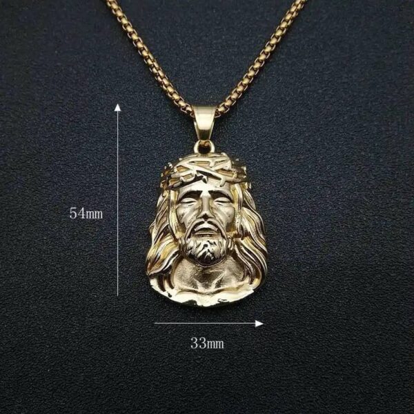 1pc Men's Stainless Steel Necklace - Golden Head Pendant, Minimalist Modern Design with Polished Chain, Durable Everyday Jewelry Gift for Him, High quality Finish - Image 2
