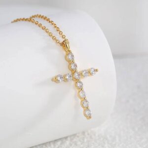 1pc Unisex Necklace - Stone Enamel Cross Pendant, Minimalist Modern Design with Polished Chain, Durable Everyday Jewelry Gift for Him, Her, High quality Finish