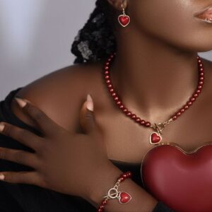 Oval Shaped Pearl Jewelry Full Set (Custom Design) - Jewelry Set Three-piece Accessories