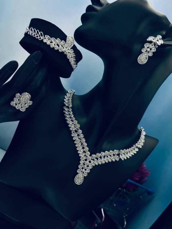 Classic Female Jewelry Set - Necklace, Bracelet, Earrings, Ring.