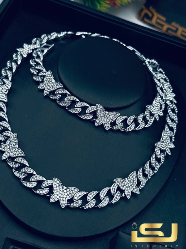 Female Luxury Cuban Necklace, Butterfly Jewelry + A Matching Bracelet