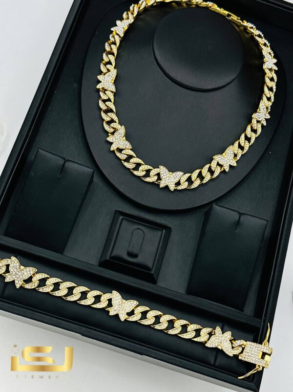 Female Luxury Cuban Necklace, Butterfly Jewelry + A Matching Bracelet - Image 2
