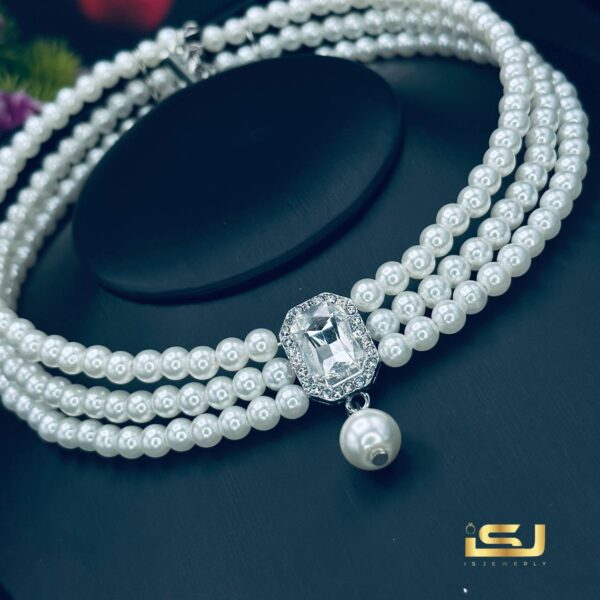 Crystal Pearl Jewelry Fashion Necklace + Earrings and Bracelet - Jewelry Set Three-piece Accessories Wholesale - Image 4