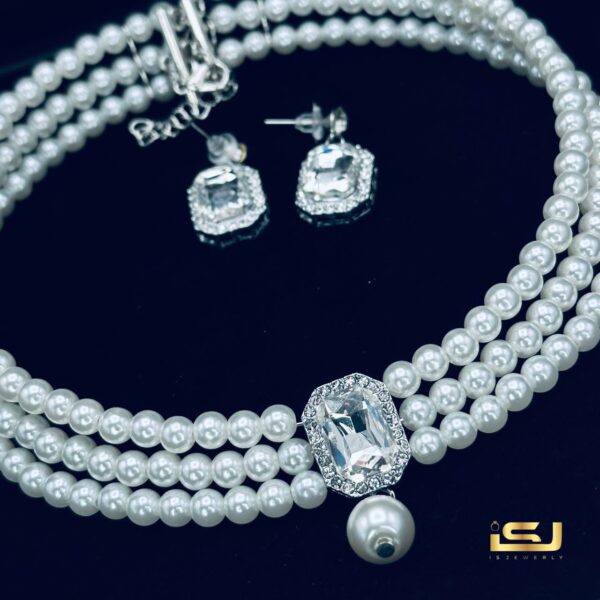 Crystal Pearl Jewelry Fashion Necklace + Earrings and Bracelet - Jewelry Set Three-piece Accessories Wholesale - Image 6